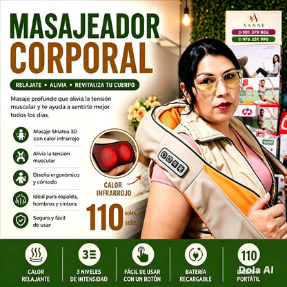COMBO DE MASAJEADORES PREMIUM: CUERPO, CUELLO, PIES Y CABEZA+🔥CALOR INFRAROJO🔥TAMBIEN PUEDES LLEVARTE POR UNIDAD👈VER FLAYER