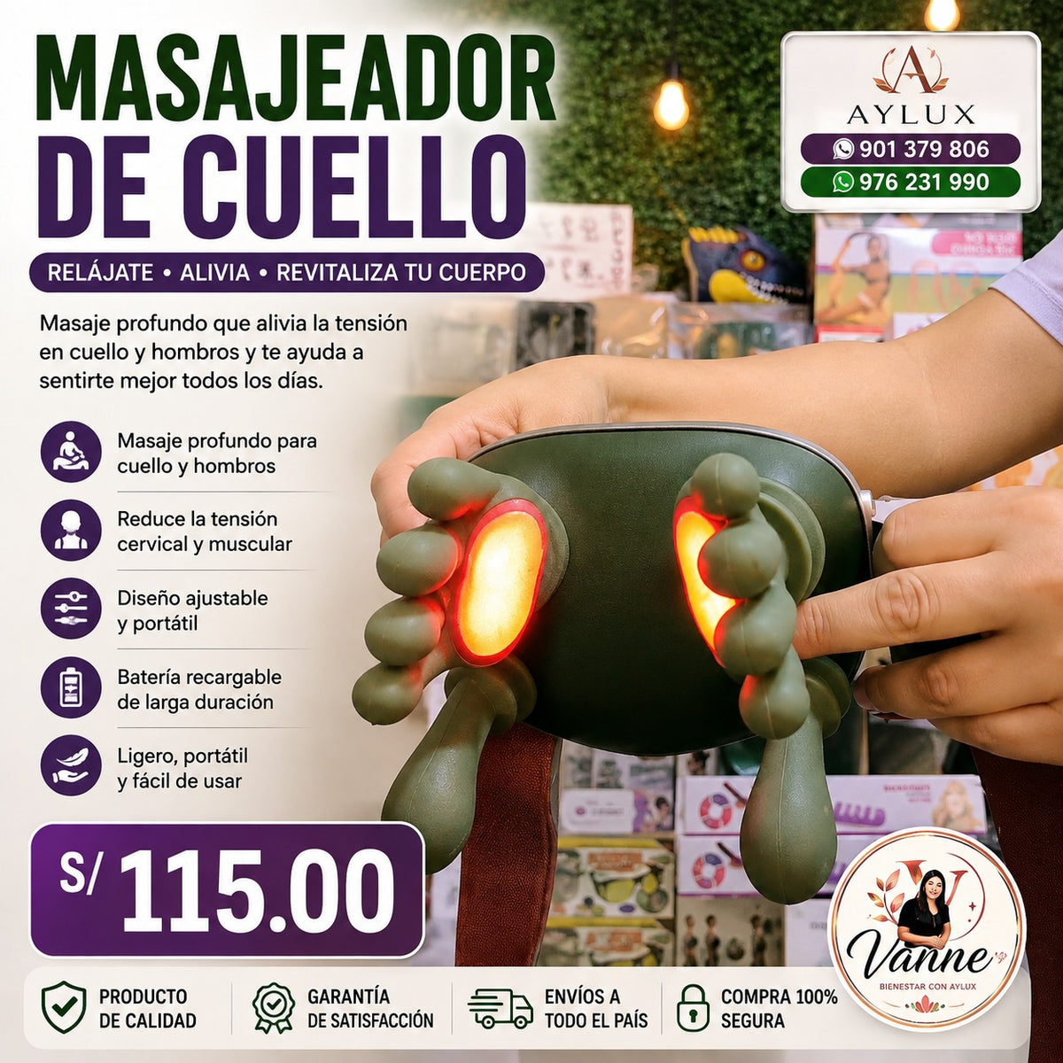 COMBO DE MASAJEADORES PREMIUM: CUERPO, CUELLO, PIES Y CABEZA+🔥CALOR INFRAROJO🔥TAMBIEN PUEDES LLEVARTE POR UNIDAD👈VER FLAYER